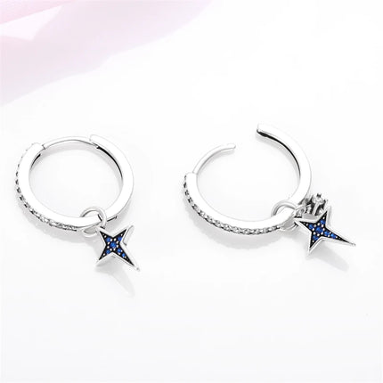 Real 925 Sterling Silver Star Earrings For Women Sparkling Zircon Ear Studs Luxury Fine Engagement Wedding Jewelry Gift For Girl