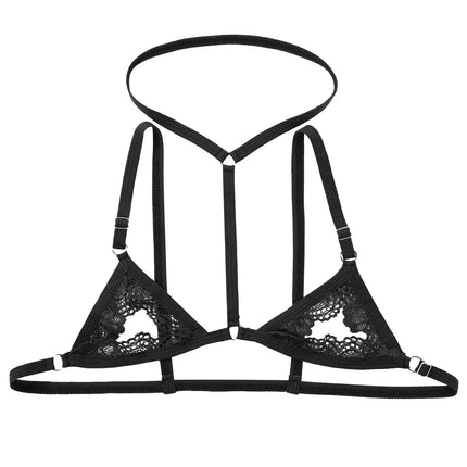 Sexy Men Harness Erotic Bra Man Lace Lingerie Sissy Nightwear Fetish Sheer Halter Neck Crossdress Straps hombre Mini Bras