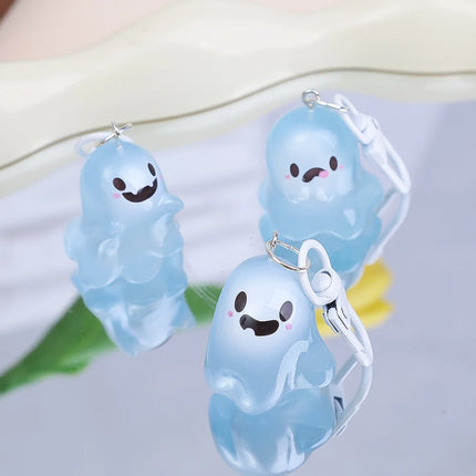 Ghost Keychain Luminous Keyring Halloween Key Holder Glow in The Dark Pendant Cartoon Resin Charm for Backpack Earphone Car Keys