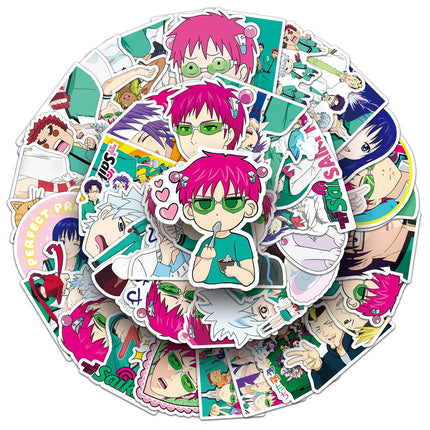 10/30/50PCS Saiki Kusuo Stickers Cartoon Graffiti Puperpowers Animation Decals Luggage Laptop Phone Guitar Skateboard Decoration