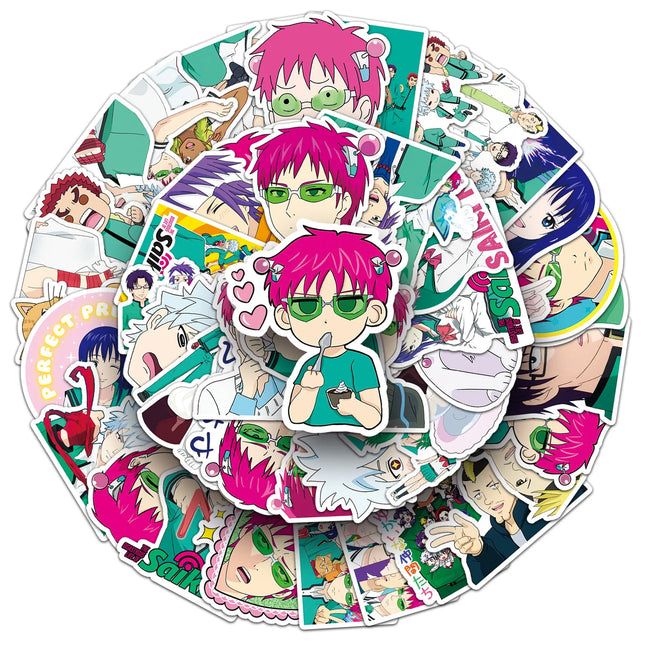 10/30/50PCS Saiki Kusuo Stickers Cartoon Graffiti Puperpowers Animation Decals Luggage Laptop Phone Guitar Skateboard Decoration
