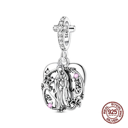 Original New 925 Sterling Silver Prayer Virgin Mary Charms Beads Fit Necklace Bracelet Accessory DIY Jewelry For Women Gift
