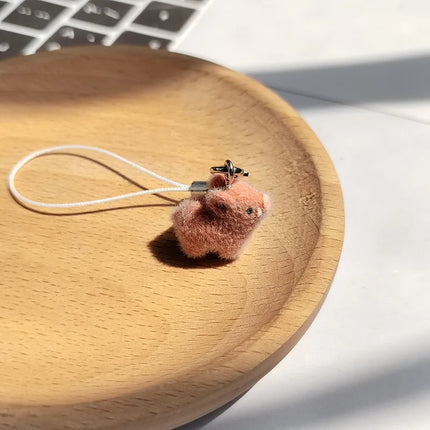 Fluffy Alpaca Elk Capybara Animal Keychains Resin Cartoon Lovely Funny Garlic Goose 3D Doll Pendant Bag Box Car Key Ring Jewelry