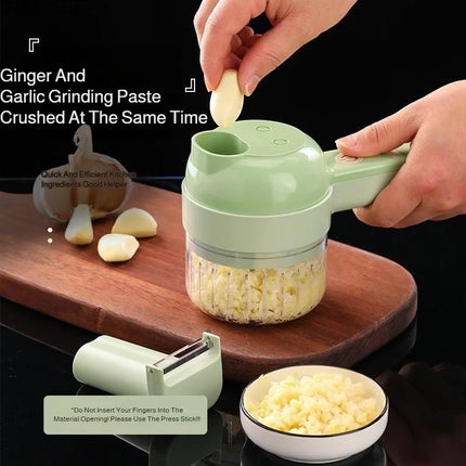 USB 4-in-1 Electric Vegetable Cutter, Peeler & Slicer, Handheld Wireless Garlic Cutter, Food Chopper, Home Kitchen Meat Grinder