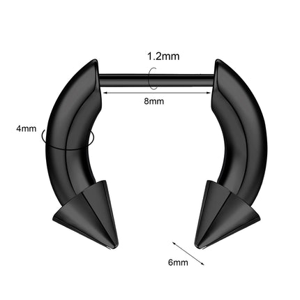 ZS 1PC 16G Buffalo Horn Nose Piercing Stainless Steel Pincher Plug In Septum Ring Stretcher Expander Gold Color Nose Ring 8mm