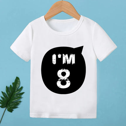 2025 Children Happy Birthday I'M 1 2 3 4 5 6 7 8 9 Years Number Print Funny T-shirts Boys & Girls Baby Tops Kids Summer T shirt
