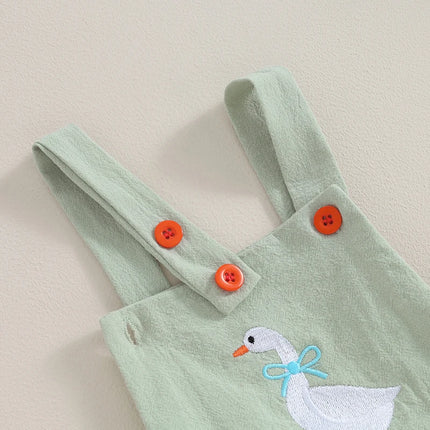 FOCUSNORM 0-12M Infant Baby Girls Boys Cute Romper Sleeveless Cartoon Duck Print Suspender Jumpsuit for Newborn