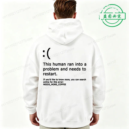 Men Hoodies Funny Blue Screen of Death Coffee Error Graphic Tracksuits Autumn Winter Man Sportwear Geek Sweatshirts Tops Gifts
