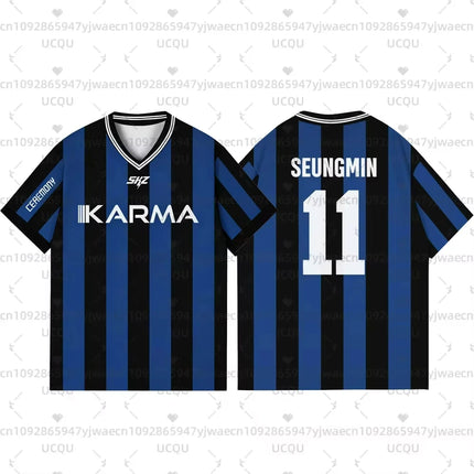 2025 KPOP Stay KARMA Album Fans Support Shirts FELIX BANGCHAN HYUNJIN Streetwear Plus Size Clothes Short Sleeve Tops T-shirt