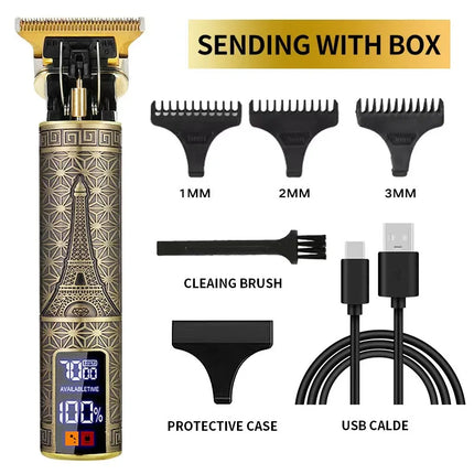T9 Carving Hair Clipper Professional Hair Cutting Machine Barber Rechargeable Hair Trimmer Metal Haircut Machine Clipper for Men