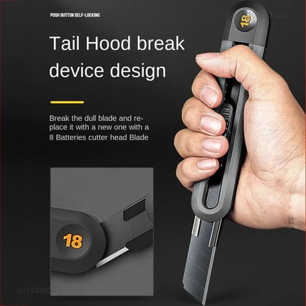 Retractable Snap-Off Utility Knife 18mm/9mm High Carbon Steel Blades Box Cutter Auto Lock Cutter Package Opener Office