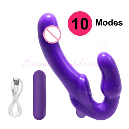 Strapless Strap-on Vibrating Dildo for Couples Strapon Double Head Wireless Remote G-spot Vibrator Sex Toys for Women