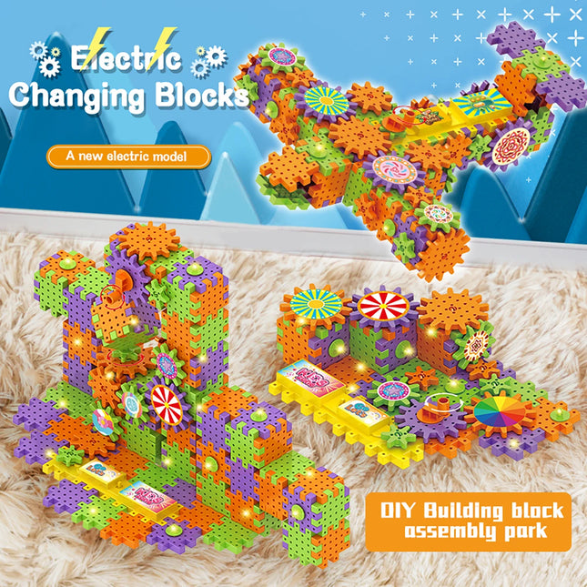 Assemble Electric Gear Building Block Children's Toy Set, DIY Styling Practice Imagination, Halloween Children's Birthday Gifts