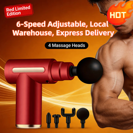 1pc Powerful Cordless Massage Gun with LED Display - Deep Tissue Muscle Relaxer, 4 Interchangeable Heads, 1200mAh Lithium Batter