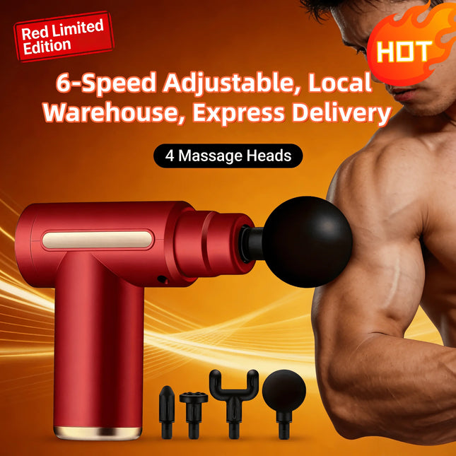 1pc Powerful Cordless Massage Gun with LED Display - Deep Tissue Muscle Relaxer, 4 Interchangeable Heads, 1200mAh Lithium Batter