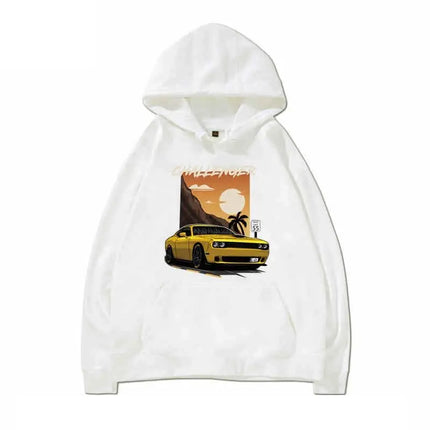 RT American Big V8 Muscle Car Challenger Fashion Outdoor Hoodie Men's and Women's Autumn/Winter Loose Casual Top