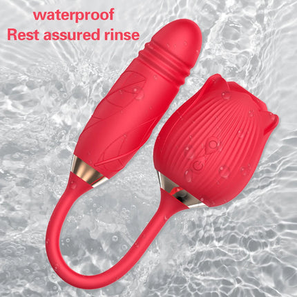 Rose Toy Sucking Vibrator Stimulator for Women with 10 Suction Thrusting Dildo G Spot Vibrators Adult Toys for Women Men Couples