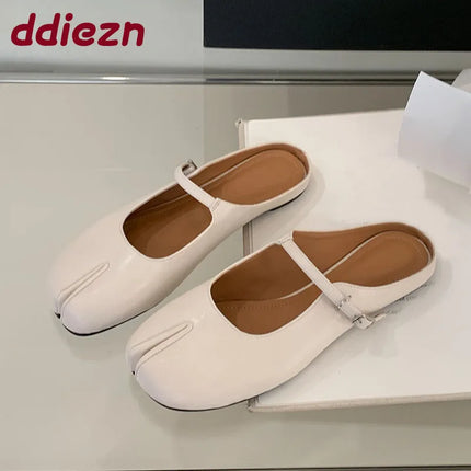 Fashion Buckle Strap Shallow Women Mary Janes Flats Shoes Strange Toe Footwear Soft Ladies Flats Lolita Shoes Female Slides