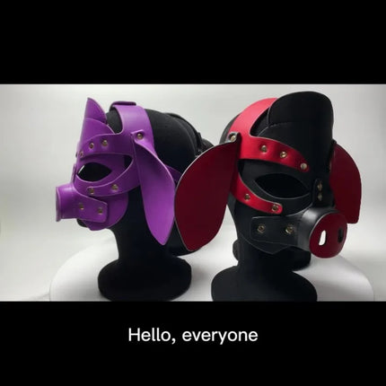 Slave Roleplay Erotic Costumes of Leather Pig Head Hood Mask for Men Gay Bdsm Bondage Pet Play Headgear Sex Toy Exotic Accessory