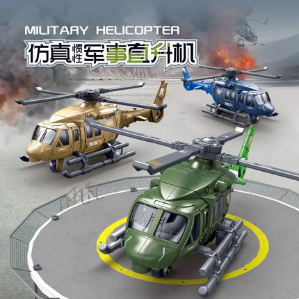 Alloy Military Helicopter Model Rotatable Propeller Simulated Aircraft Mini Aviation Vehicle Desktop Display Collection Gift