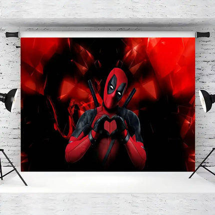 Superhero Deadpool Theme Customized Boys Birthday Party Decoration Banner Provided Portrait Photography Studio Background Props