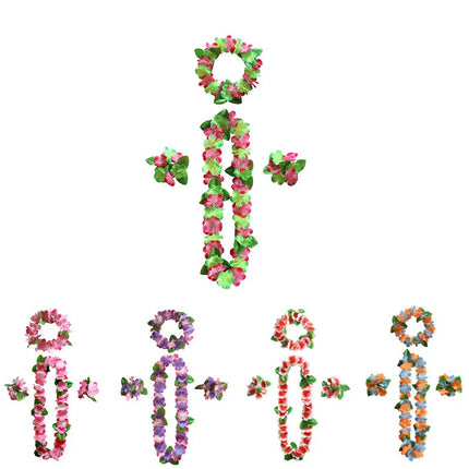 4pcs/lot Hawaiian Leis Garland Artificial Necklace Flowers Leis Party Supplies DIY Beach Fun wreath