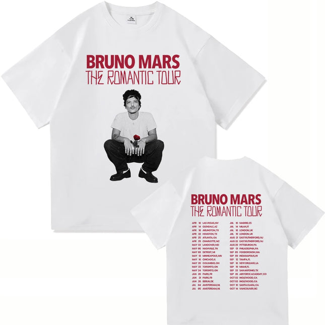 The Romantic Album T Shirt Bruno Mars The Romantic Tour 2026 Men/Women Clothing Vintage Harajuku High Quality Cotton Tshirts