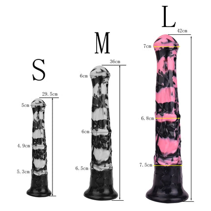 FAAK Colorful Silicone Ribbed Fantasy Horse Knot Dildo with Suction Cup Anal Sex Toys Soft Girthy Huge Fake Penis for Women