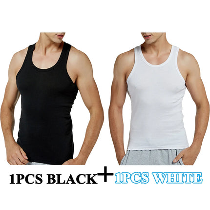 Tank Tops Men New 100% Cotton Solid Vest Mens Slim Casual Breathable Sleeveless Tops Gym Running Undershirt Male Gift Hot Sale