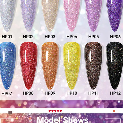 LILYCUTE 7ml Nail Polish Holographic Reflective Colorful Shining Effec Manicure Nail Art Varnish No Need Lamp Air Dry