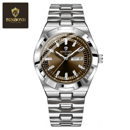 BINBOND New Luxury Quartz Men's Wristwatch Sport Men Watches Waterproof Luminous Date Week Stainless Steel Men's Watch Male Reloj