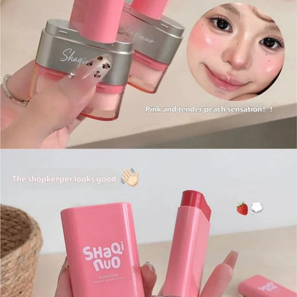 1pcs Multi Use Blush Cream Cushion Stick Natural Nude Makeup Lip Cheek Tint Portable Long Lasting Hydrating Cosmetic Makeup