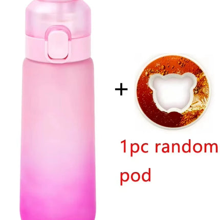 1pc 650ml Flavored Water Bottle with Random 1 Flavour Pods Air Water Bottle Frosted Black Air Camping Sport Fitness Cup