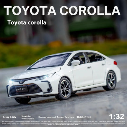 Diecast 1:32 TOYOTA Corolla Alloy Car Model Sound And Light Pull Back Door Opening Metal Car Model Collection Gifts For Friends