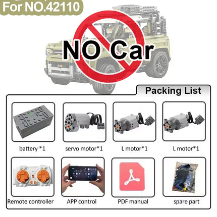 MOC 42110 Technical App Control RC Motor Set Modification Building Blocks Kit for Land SUV Defenders Rover Car DIY Bricks Toys