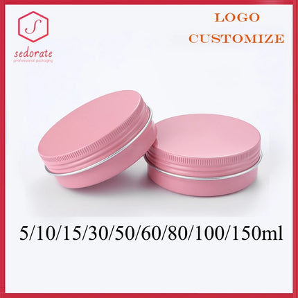 10/20/50/100 30g Gloss Pink Aluminum Jar 50g 100g Candy Storage Case 200g Aluminum Cans Travel Pot Hair Wax Box Makeup Cosmetic