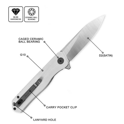 Petrified Fish PF818 Forwar Folding Knife Pocketknives D2 Steel Ball Bearing G10 Handle Foldable Camping Hunting EDC Pocket Tool