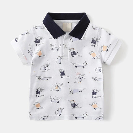 Basketball Shirt Boys And Toddlers' Short Sleeve Shirts Fashion Boys Turndown Printed Shirt ملابس اطفال