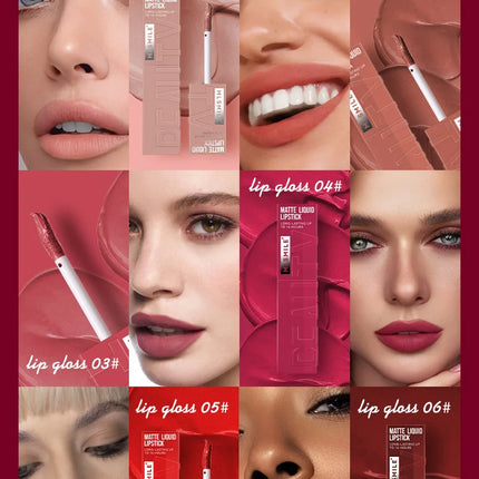 Matte Ink Liquid Lipstick Long Lasting Velvet Nude Lip Gloss Non-stick Cup Waterproof Lips Tint Waterproof Make Up
