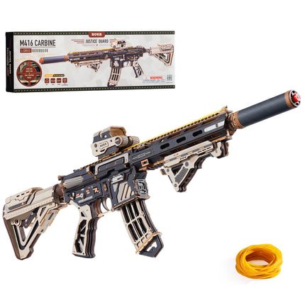 ROKR Wooden 3D Puzzle M4A1 Carbine Mechanical Toy Model Building Kit Birthday Gift for Teens Adults