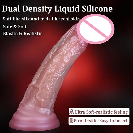 Realistic for Women Silicone Long Dildo Anal Plug Big Penis Strong Suction Cup Hands-Free Play for Adult Sex Masturbator G Spot