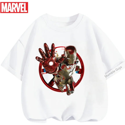 Kids Marvel Iron Man Avengers T-Shirt Boys Girls Summer Superhero Daily Wear 2026 New Anime Clothes