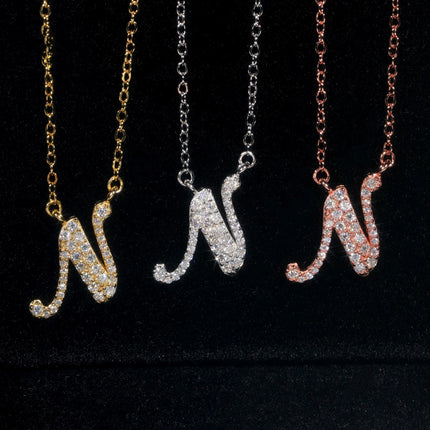 Iced Out Pendant Necklace  925 Silver Initial VVS Moissanite Letter Pendant Link Chain Necklace A-Z  for Men Women