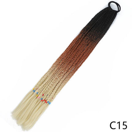 AZQUEEN Synthetic Gradient Color Dirty Braided Ponytail 60CM Elastic Rubber Band Braiding Pony Tail Hair Extensions For Girls