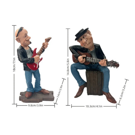 Whimsical Guitarist Statue Ornament，Hand-painted Resin Musician Decorative Figurine，Exquisite Interior Decoration Items