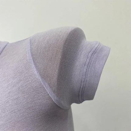Korean Transparent Short-Sleeved Slim-Fit Elastic Solid Color Bottoming T-shirt with Half-High Collar - Sexy Big Chest T-shirt