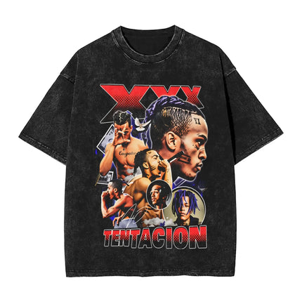Hot Remembering XXXTentacion Graphic Print T-shirt Men Women Vintage Washed Cotton Summer New Tee Harajuku Fashion Oversized Top