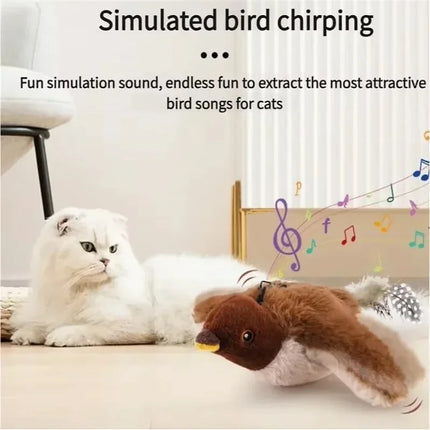 Touch Activated Toy Pet Hot Simulated Vocalize Plush Bird Cat Toy Interactive Dog Rechargeable Chirping Flapping Bird (no Flying)