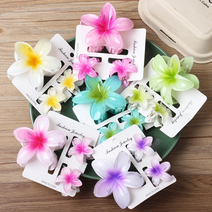 3pcs/set Flower Claw Clip Women Hawaiian Girl Hair Accessories Flower Ponytail Clip Clamp Barrettes Hairpin Summer Beach Jewelry