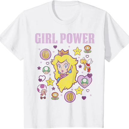 Super Mario Princess Peach graphic unisex 100%cotton shirt, 2026 summer New Men vintage fashion O-neck Japanese Harajuku T-shirt